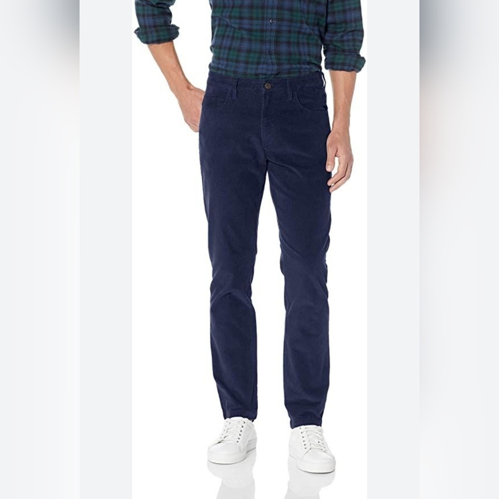 Men's New Goodthreads Slim Fit Navy Blue Corduroy Pants Size 30X32